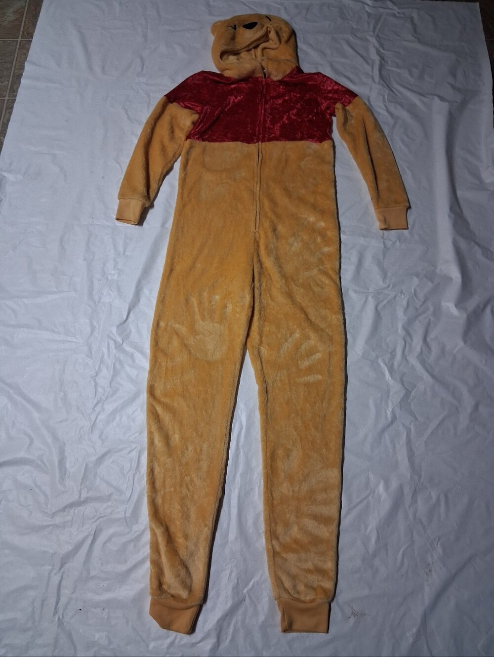 Disney Winnie The Pooh Pajamas Womens XS  Hooded Pajama One-Piece Preowned
